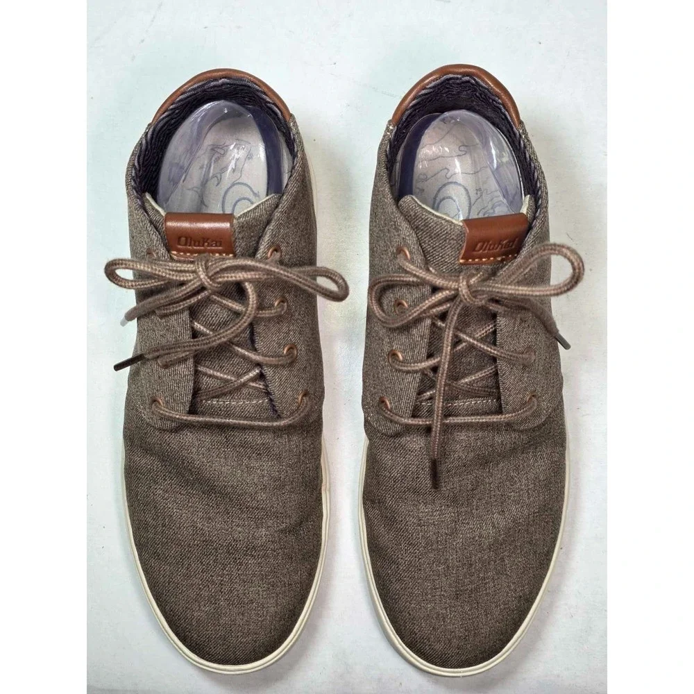 OluKai Nana Hele Wai'apo Men's Chukka Boots Size 9.5 Gray Brown Canvas Mid Shoes